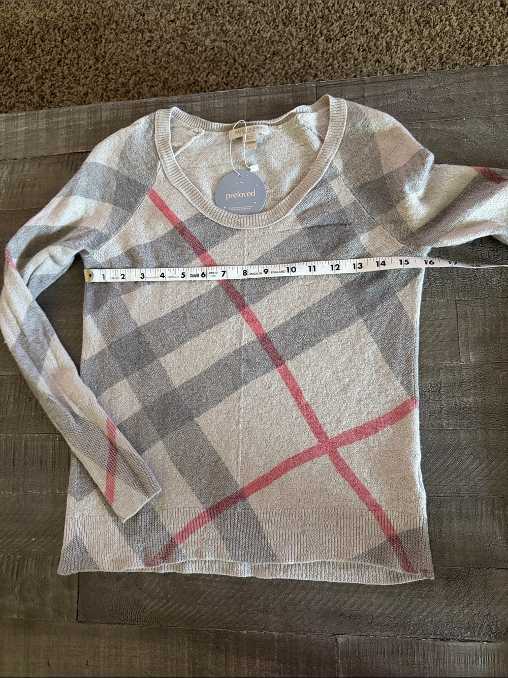 Burberry London classic check wool cashmere sweater Sz S - Picture 5 of 9